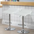 thumbnail image 3 of Gymax Tabourets de Bar Pivotants Réglables 2 Pcs Sans Dossier en Cuir PU Blanc, 3 of 10