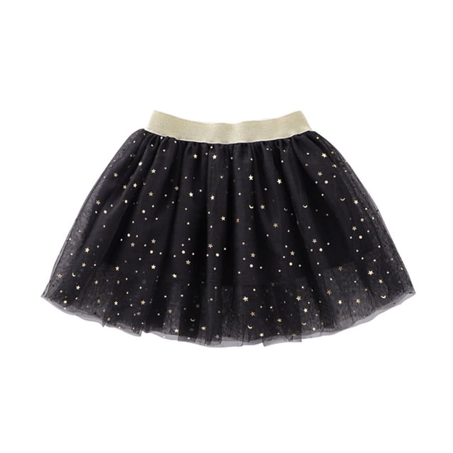 MIASHUI Girls Layered Stars Sequins Tutu Skirt Princess Ballet Dance Dress,Black,4-5 Years