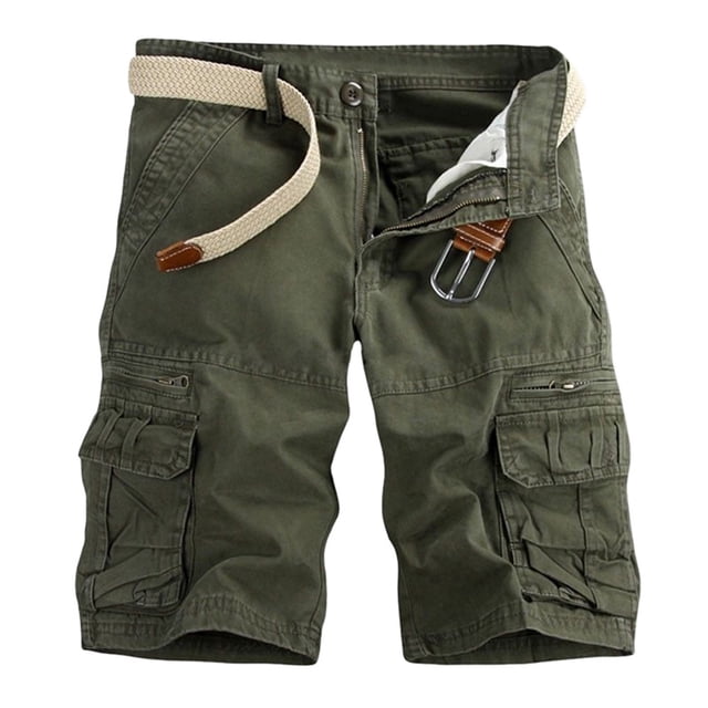 DPTALR Men's Casual Pure Color Outdoors Pocket Beach Work Trouser Cargo Shorts Pant