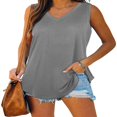 thumbnail image 2 of Women Vest V Neck Sleeveless Solid Color Casual Party Summer Tops, 2 of 9
