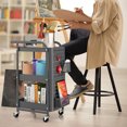 thumbnail image 4 of Gymax 3-Tier Utility Storage Cart Metal Rolling Trolley w/ DIY Pegboard Baskets Grey, 4 of 10
