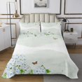 thumbnail image 1 of YST Spring Theme Queen Coverlet Set Chic Flower Quilt Set, Hydrangea Floral Bedspread Set Girly Butterfly Bedding Set, Beige White Bed Quilt Lightweight 3pcs with 2 Pillow Case, 1 of 3