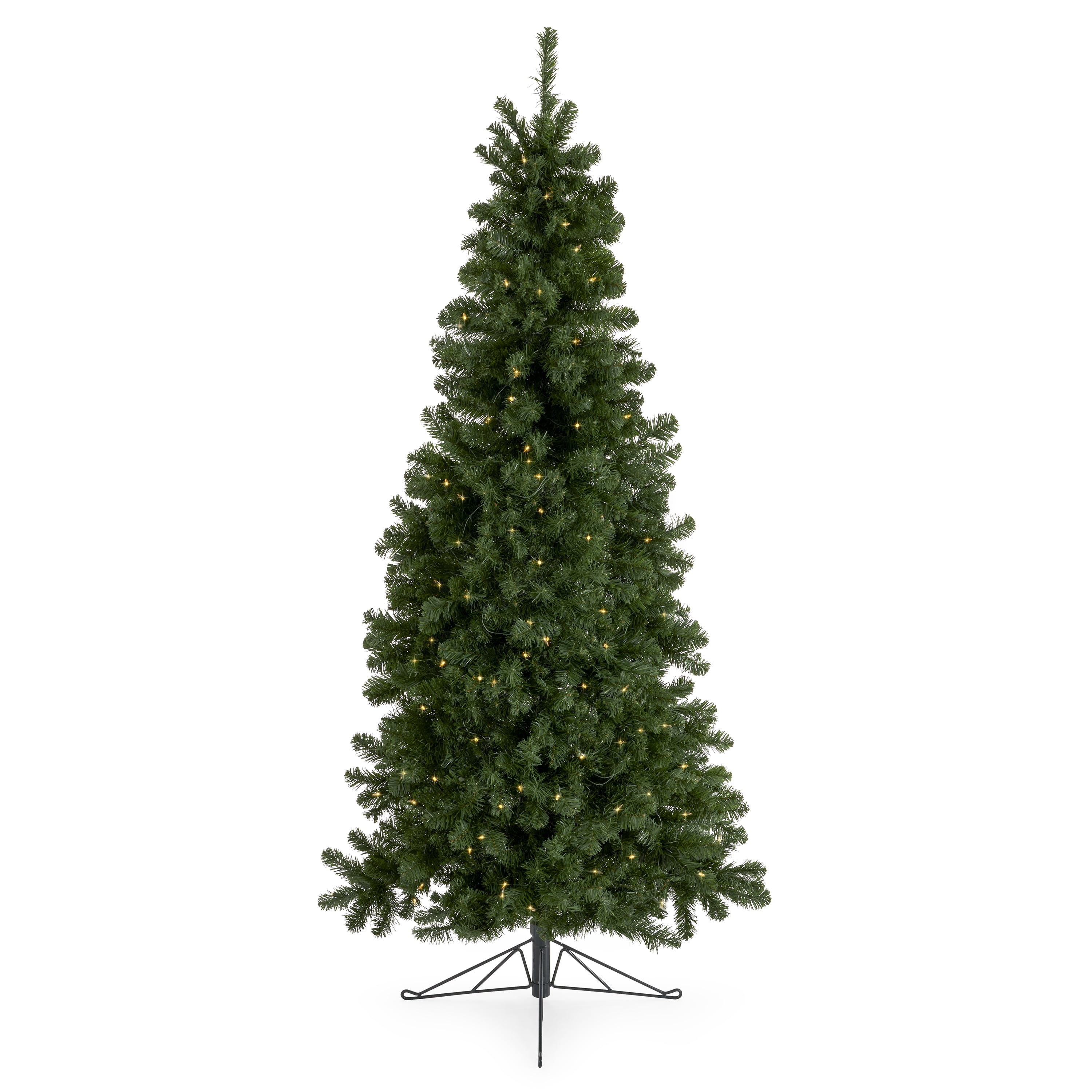 Home Heritage Half Pine 7' Pre-Lit Artificial Christmas Tree, 150 White LED
