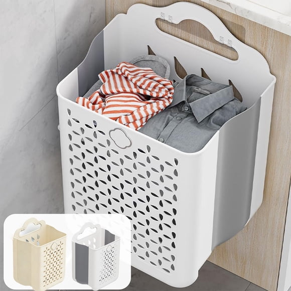 Bowayaoa Wall-Mounted Laundry Basket Foldable Dirty Clothes Storage Bin Large Capacity Bathroom Laundry Hamper with Handles Space Saving