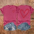 thumbnail image 2 of fatyb Heart T-Shirts pour Femmes Manches Courtes Col Rond T-Shirt Graphique Été Décontracté Imprimé, 2 of 3
