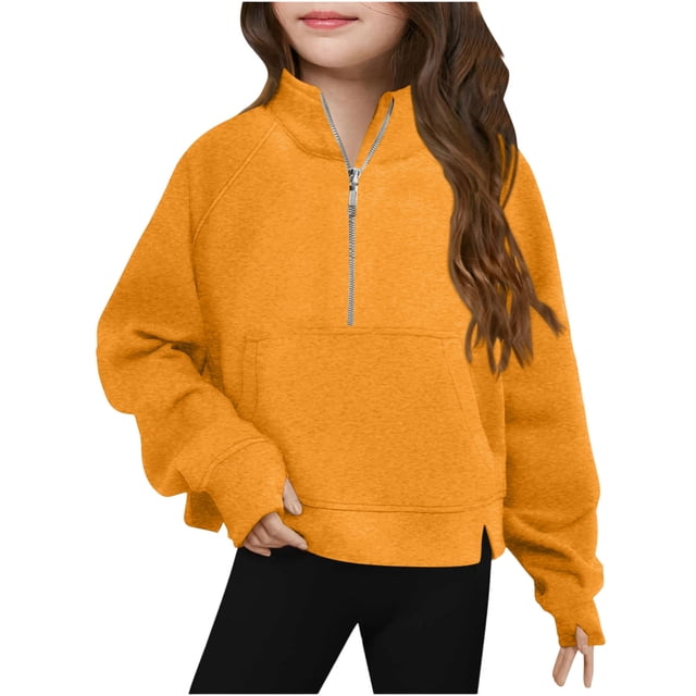 Cowsor Chandails à Fermeture Éclair Décontractés pour Filles, Vestes Courtes pour Ados