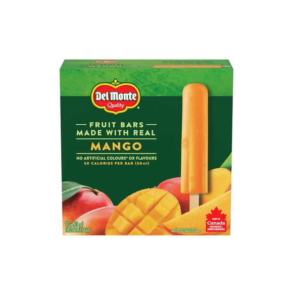 DEL MONTE Barres glacées aux fruits, faites de vraie mangue, 50 calories par portion 10 x 50 ml