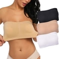 thumbnail image 3 of Fortune Women Bra Plus Size Strapless Bra Bandeau Tube Removable Padded Bra, 3 of 6