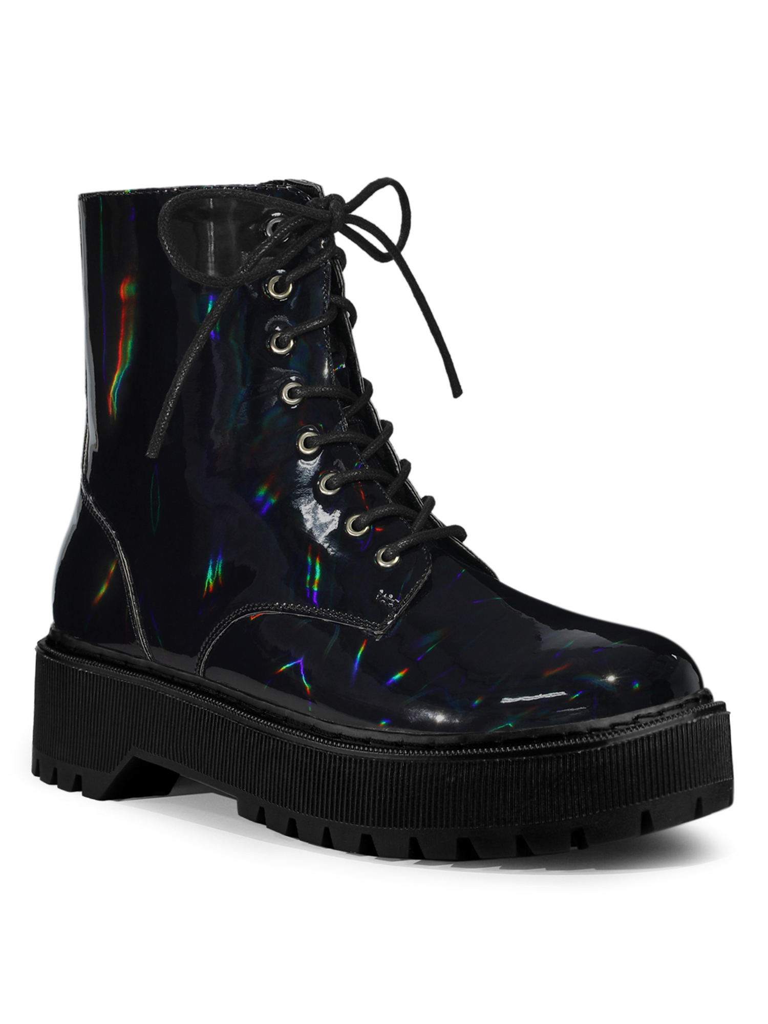 Unique Bargains Bottines de Combat à Lacets à Plateforme à Bout Rond pour Femmes