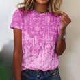 thumbnail image 1 of Meichang Chemises Grande Taille pour Femmes Chic Décontracté Chemise Basique Mode d'Été T-Shirt Imprimé Hauts Décontractés T-Shirt à Manches Courtes Ample Col Ras du Cou Chandail T-Shirts, 1 of 4