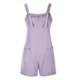 thumbnail image 3 of AherBiu Boho Jumpsuit for Women Short Beach Suspenders One-Piece Summer Outfits Solid Color Rompers with Pockets, 3 of 7