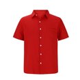 thumbnail image 3 of Chemises pour Hommes, Chemise Habillée Décontractée à Manches Courtes Boutonnée Texturée Hawaïenne Unie, 3 of 5