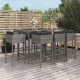 thumbnail image 1 of vidaXL Ensemble de Bar de Jardin 9 Pcs avec Coussins en Rotin Gris, 1 of 4