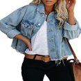 thumbnail image 1 of Aunavey Women‘s Basic Button Down Long Sleeve Stretchy Jean Trucker Denim Jacket, 1 of 7