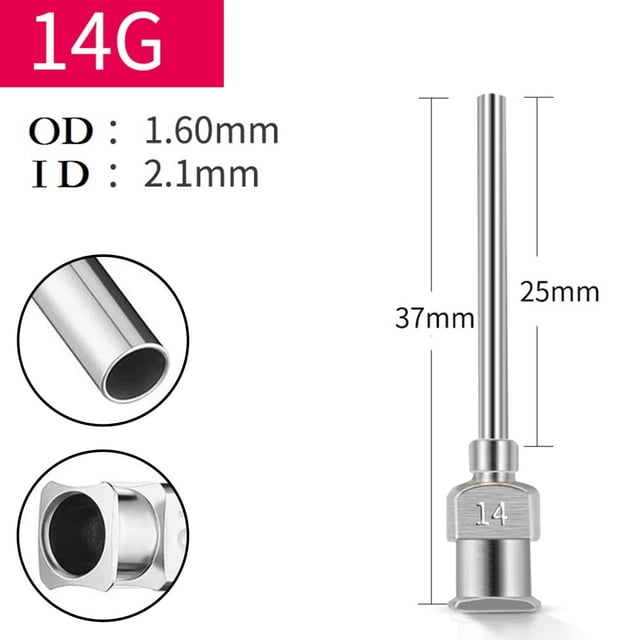 BTOER 1 Pce Aiguille de Machine Distributrice 25 mm Aiguille de Machine Distributrice en Acier Inoxydable Aiguille d'Injection de Colle Industrielle 8 g-30 g Fluides