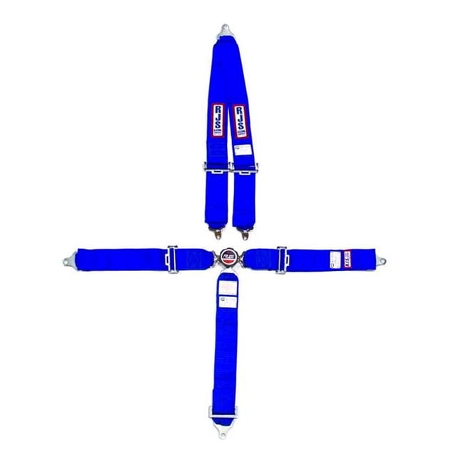 5-Point Quick Release Camlock Restraint System - Roll Bar Mount Shoulder Harness - 3 in. Anti-Submarine Belt - Blue