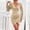 Beige, variant on Pisexur Long Sleeve V-Neck Dress Women Summer Fashion Solid Long Sleeve V-Neck Tight Party Club Dress Women Dress