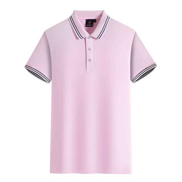 MAWCLOS Polo T-Shirt Garçon Coupe Ajustée Hauts Homme Manches Courtes Décontracté Bureau Haut Rose TG