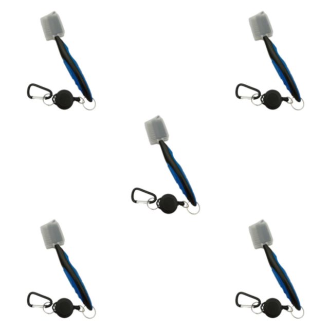 Redempat Stainless Steel Golf Club Brush Portable Solid Color Shoe Brushes Blue with Lid 5Set