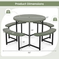 thumbnail image 3 of Costway Round Picnic Table Bench Set with 4 Benches Umbrella Hole All Weather Tabletop Green, 3 of 10