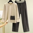 thumbnail image 2 of Rbaofujie Robes pour Femmes Pyjama d'Hiver Chaud avec Poches en Peluche à Manches Longues et Pantalon Ample à Col Rond Ensemble de Pyjama pour Femmes Pyjamas pour Femmes, 2 of 6