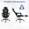 thumbnail image 3 of Costway Chaise de Bureau Ergonomique avec Repose-Pieds Rétractable et Dossier Inclinable en Continu à 135°, 3 of 10