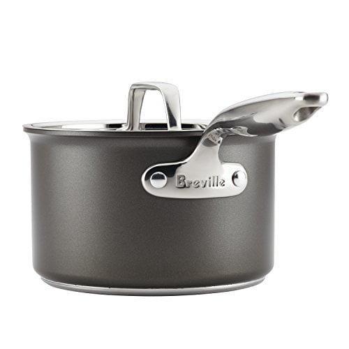 Breville Casserole/poêle à Sauce Antiadhésive Anodisée Dure Thermal Pro avec Couvercle, 2 Pintes, Gris