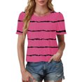 thumbnail image 4 of BVOFAR Chemises à Oeillets à Rayures pour Femmes 2025 Été Blouses à Col Rond Mode T-Shirts à Manches Courtes Chic Décontracté Hauts Coupe Ample, 4 of 7