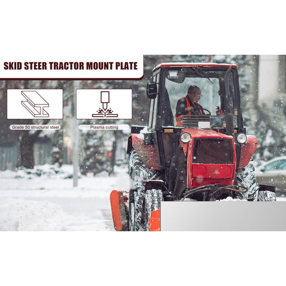 Plaque de Montage Antidérapante Mondiale Robuste pour Tracteurs – Plaque de Chargeuse à Fixation Rapide de 1/2 Pouces d'Épaisseur, Capacité de 9000 Lb, Acier Résistant à la Rouille – Compatible avec Chargeuse Compacte, Kubota