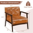 thumbnail image 3 of Costway 2PCS Accent Chair Button Tufted Mid-century Modern Lounge Chair with Armrest Caramel, 3 of 9