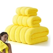 Sokhug 3 Piece Towel Set Bath Sheet Hand Towel Washcloth Soft Absorbent Quick Dry for Bathroom Spa Yellow
