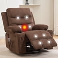 thumbnail image 3 of Oversized Recliner Chair with Massage & Heat, 360° Swivel Rocker Glider, Manual Reclining, Cup Holder, Storage Pockets, Comfy Lounge Accent Chair for Living Room, Bedroom, RV - Linen | Brown, 3 of 8
