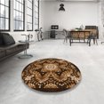 thumbnail image 4 of Ahgly Company Tapis d'Intérieur Ronds Transitionnels Noirs et Bruns Lavables à la Machine, 8 Pieds Rond, 4 of 7