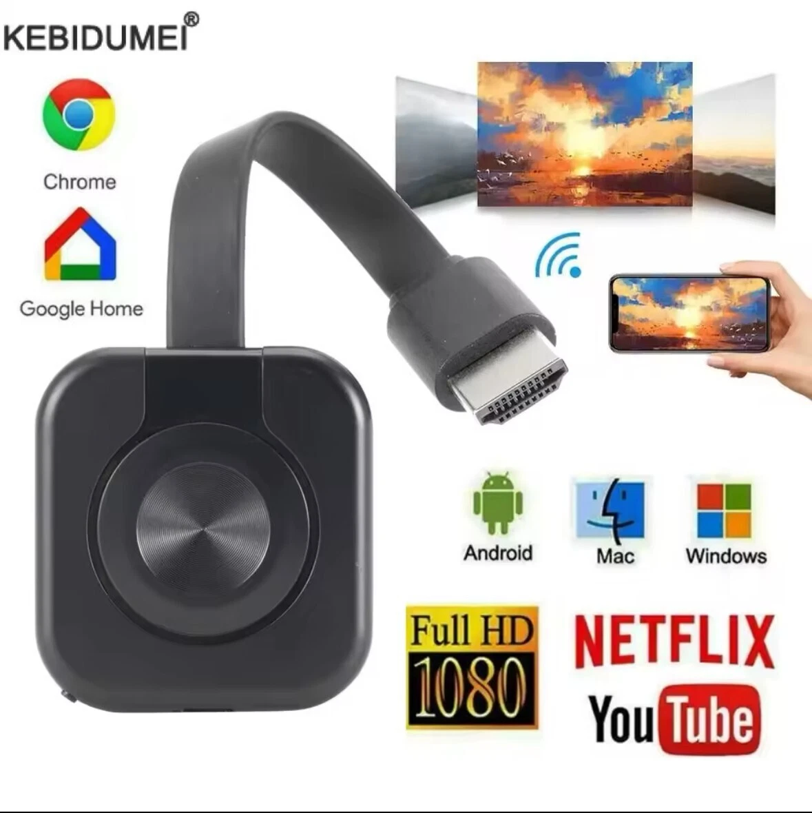 4k Wifi Device Stream Shows Music Photos Sports from Phone to TV