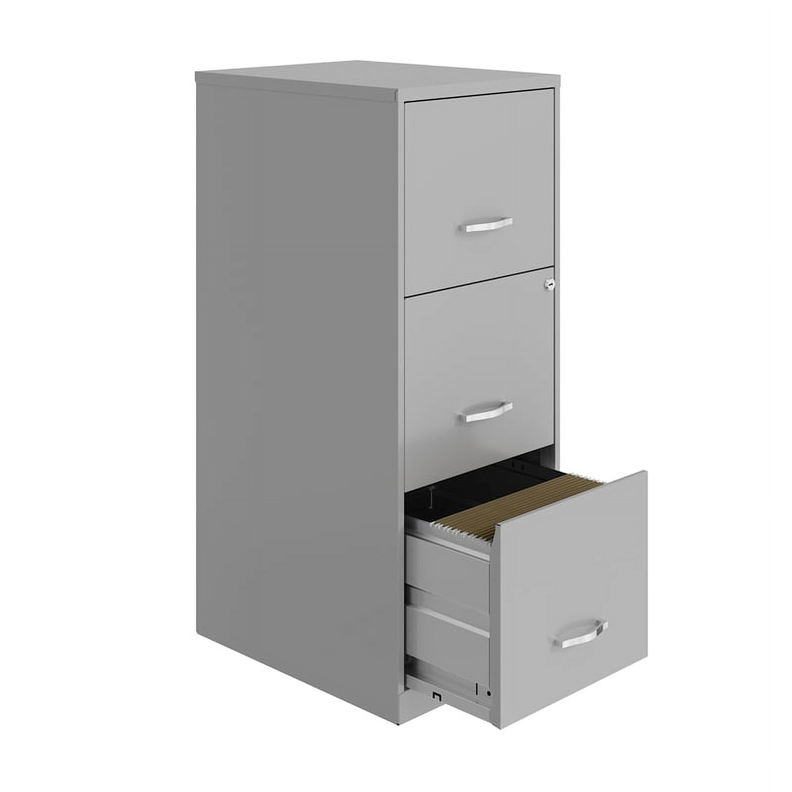 Scranton & Co Classeur Vertical Moderne en Métal à 3 Tiroirs avec Serrure, Argent