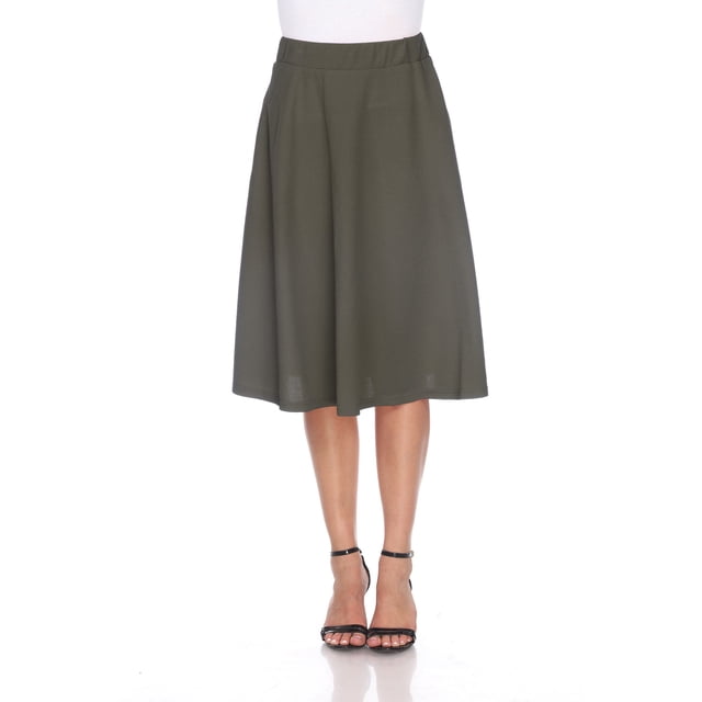 White Mark Women's Mid Length Fit and Flare Skirt
