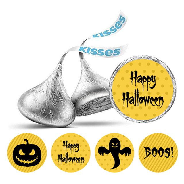 Darling Souvenir Halloween Theme Stickers for Candy Chocolate Labels 190 Pcs-Yellow