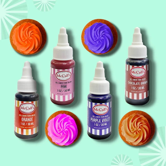 STARTER KIT FOOD COLOR GEL - ORANGE, PINK, PURPLE & BROWN 1 OZ
