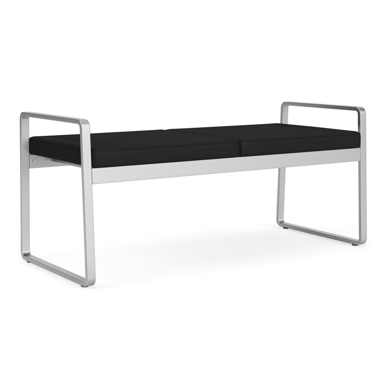 Banc 2 Places pour Réception Salle d'Attente Soins de Santé / Acier Argenté / Noir
