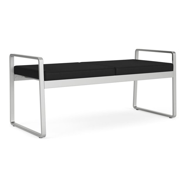 Banc 2 Places pour Réception Salle d'Attente Soins de Santé / Acier Argenté / Noir