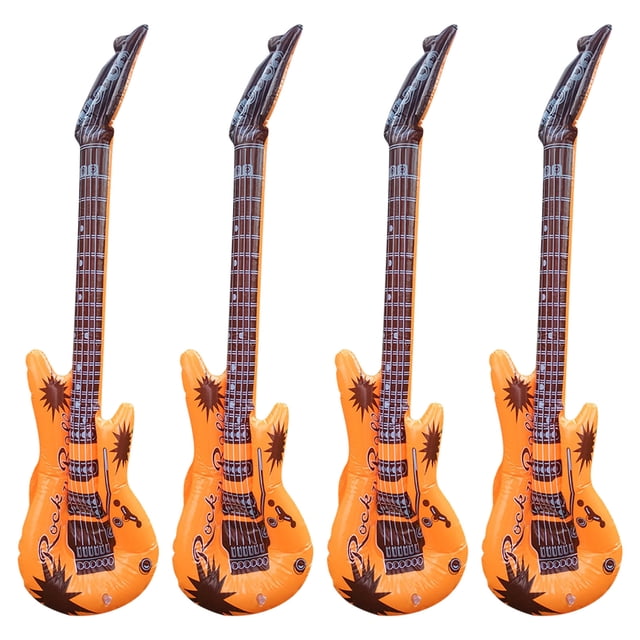 Orange Large Inflatable Blow Up Guitar Kids Toy Fancy Dress Party Stage Props Children'S Simulation Inflatable Musical Instrument 4Pcs