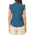 thumbnail image 3 of INSPIRE CHIC Women's Ruffled Sleeveless Pullover V- Neck Work Blouses Tops S Peacock Blue, 3 of 6