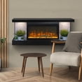 thumbnail image 2 of ActiveFlame Home Décor Series Fireplace Floating Mantel Shelf with Lighting, Hexagon Tile, 2 of 5