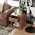 thumbnail image 3 of Gymax Table de Chevet avec Tiroir et Tablette Table de Chevet Rustique en Bois Chambre Brun, 3 of 10
