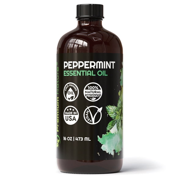 Huile Essentielle de Menthe Poivrée pour Diffuseur Huile de Menthe Poivrée Pure pour Cheveux Huile Essentielle Biologique pour la Peau Huile Essentielle Pure pour Fabrication de Savon Huile de Menthe Poivrée Huile Essentielle pour Lessive 473 ml