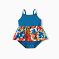 thumbnail image 2 of PatPat Family Matching Floral Panel T-Shirt and Ruched Drawstring Side Bodycon Strap Dress Sets, 2 of 5