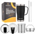 thumbnail image 1 of AVODAH Tea Infuser Mug with Tea Strainer, Two Lids and Straw - Black, 1 of 9