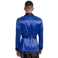 thumbnail image 2 of RUNQHUI Men Silky Satin Smoking Jacket Robe Kimono Bathrobe Luxurious Light Weight Bath Robe Housecoat Royal Blue M, 2 of 7