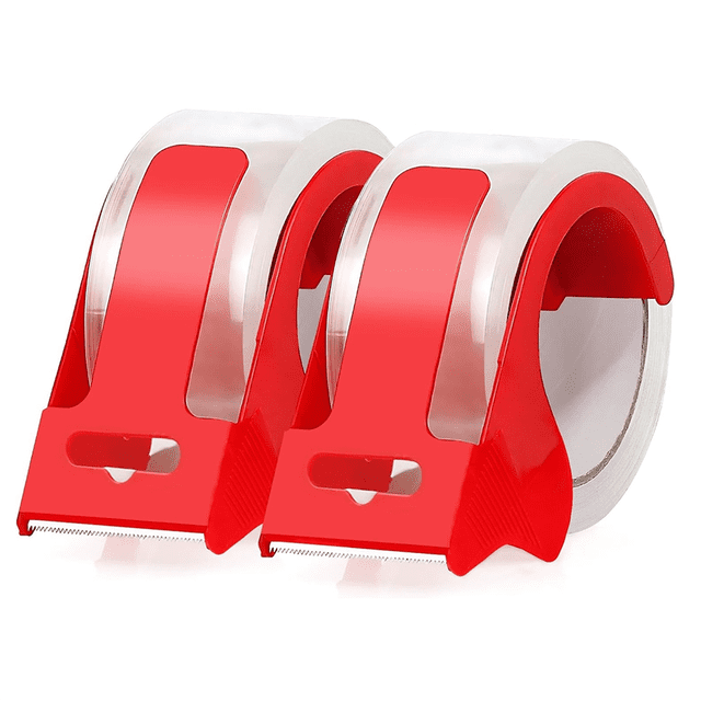 2Rolls Packing Tapes with 2 Refillable Dispenser,Heavy Duty Packaging Tape 1.88 Inch X 55Yards,Adhesive Packaging Tape