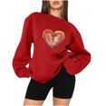 thumbnail image 1 of 2023 Sweat-Shirt Oversize pour les Femmes Amour Décontracté à Manches Longues Col Rond Velours Décolleté Épaule Régulière à Capuche Tops Ample, 1 of 5